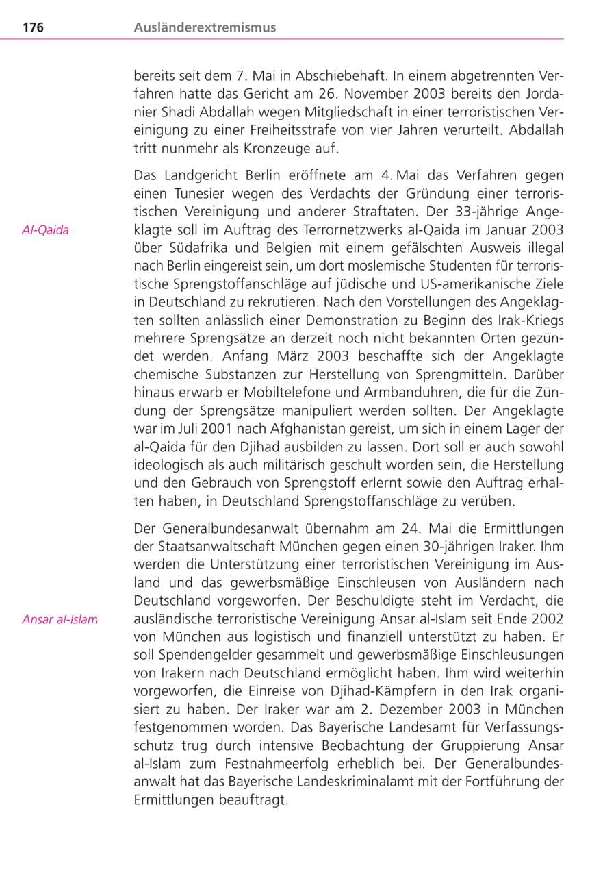Seite 176 des Verfassungsschutzbericht 2004 Bayern