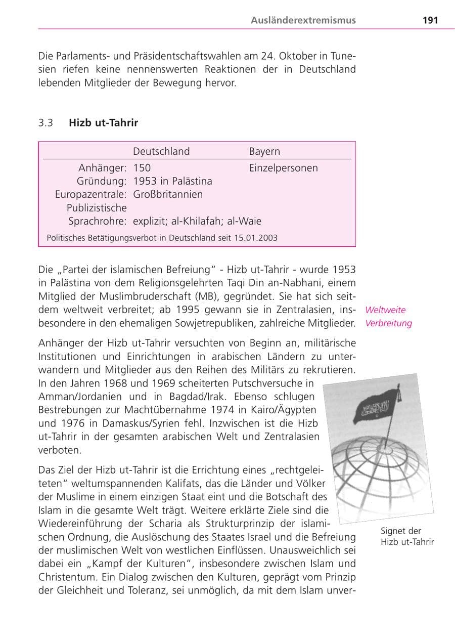 Seite 191 des Verfassungsschutzbericht 2004 Bayern