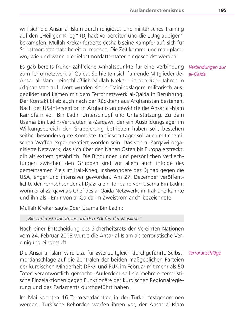 Seite 195 des Verfassungsschutzbericht 2004 Bayern