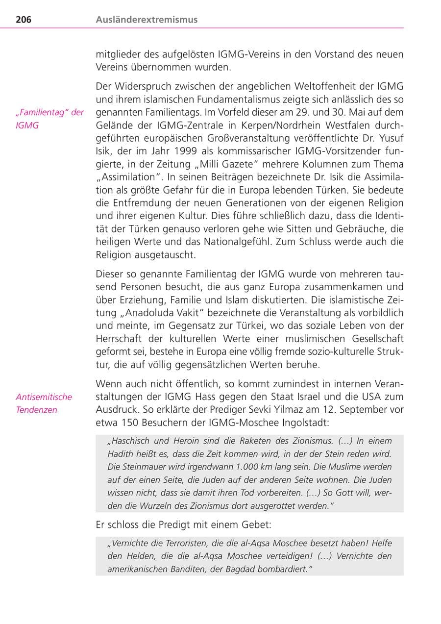 Seite 206 des Verfassungsschutzbericht 2004 Bayern
