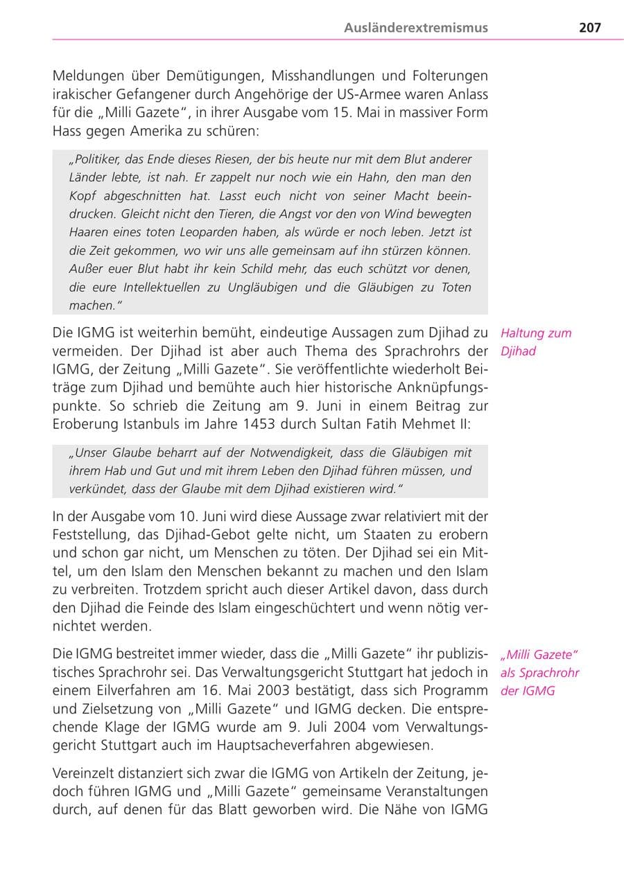 Seite 207 des Verfassungsschutzbericht 2004 Bayern