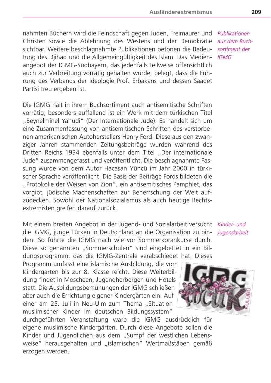 Seite 209 des Verfassungsschutzbericht 2004 Bayern