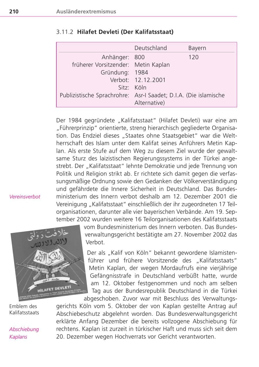 Seite 210 des Verfassungsschutzbericht 2004 Bayern