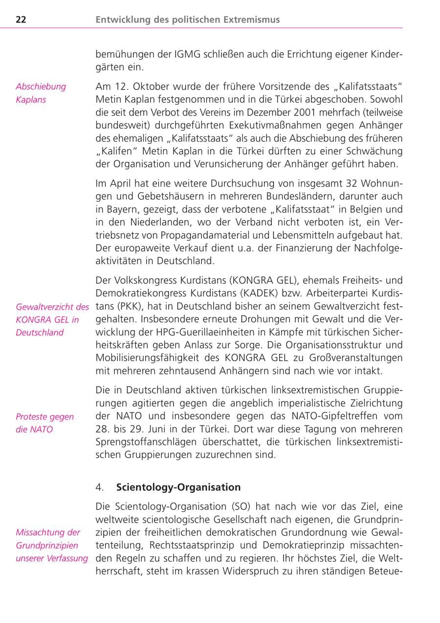 Seite 22 des Verfassungsschutzbericht 2004 Bayern