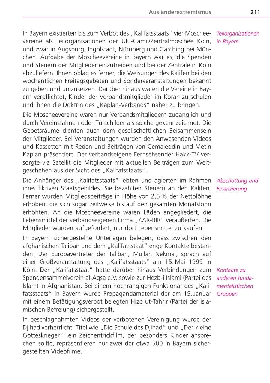 Seite 211 des Verfassungsschutzbericht 2004 Bayern