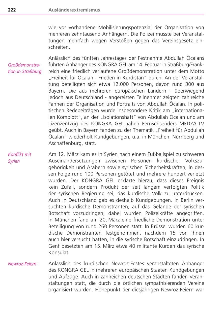 Seite 222 des Verfassungsschutzbericht 2004 Bayern