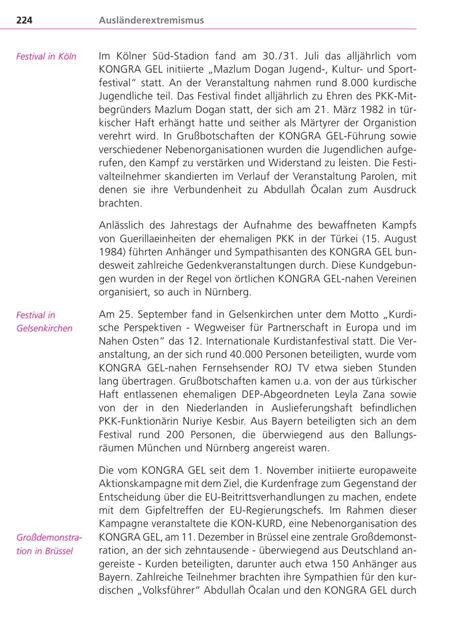 Seite 224 des Verfassungsschutzbericht 2004 Bayern