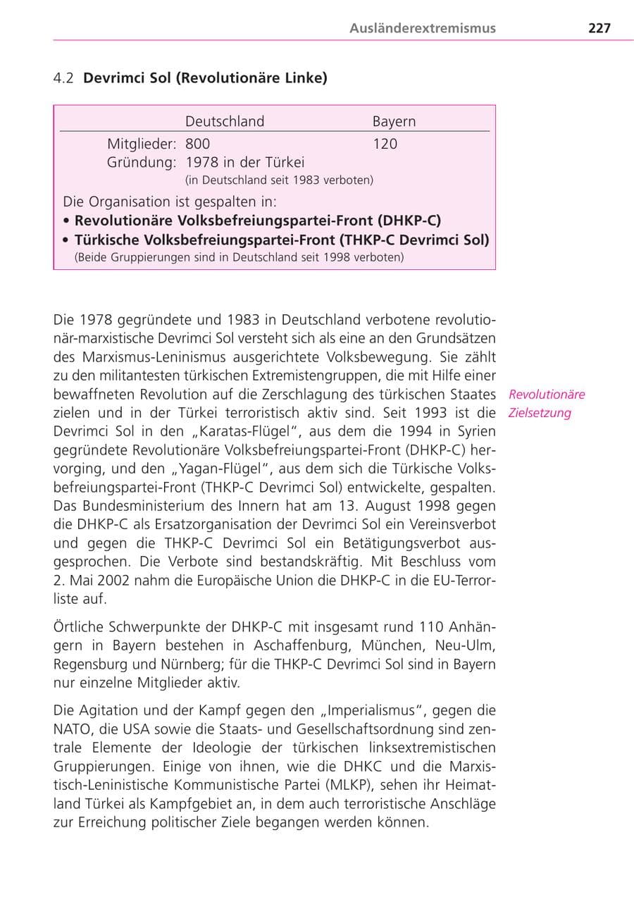 Seite 227 des Verfassungsschutzbericht 2004 Bayern