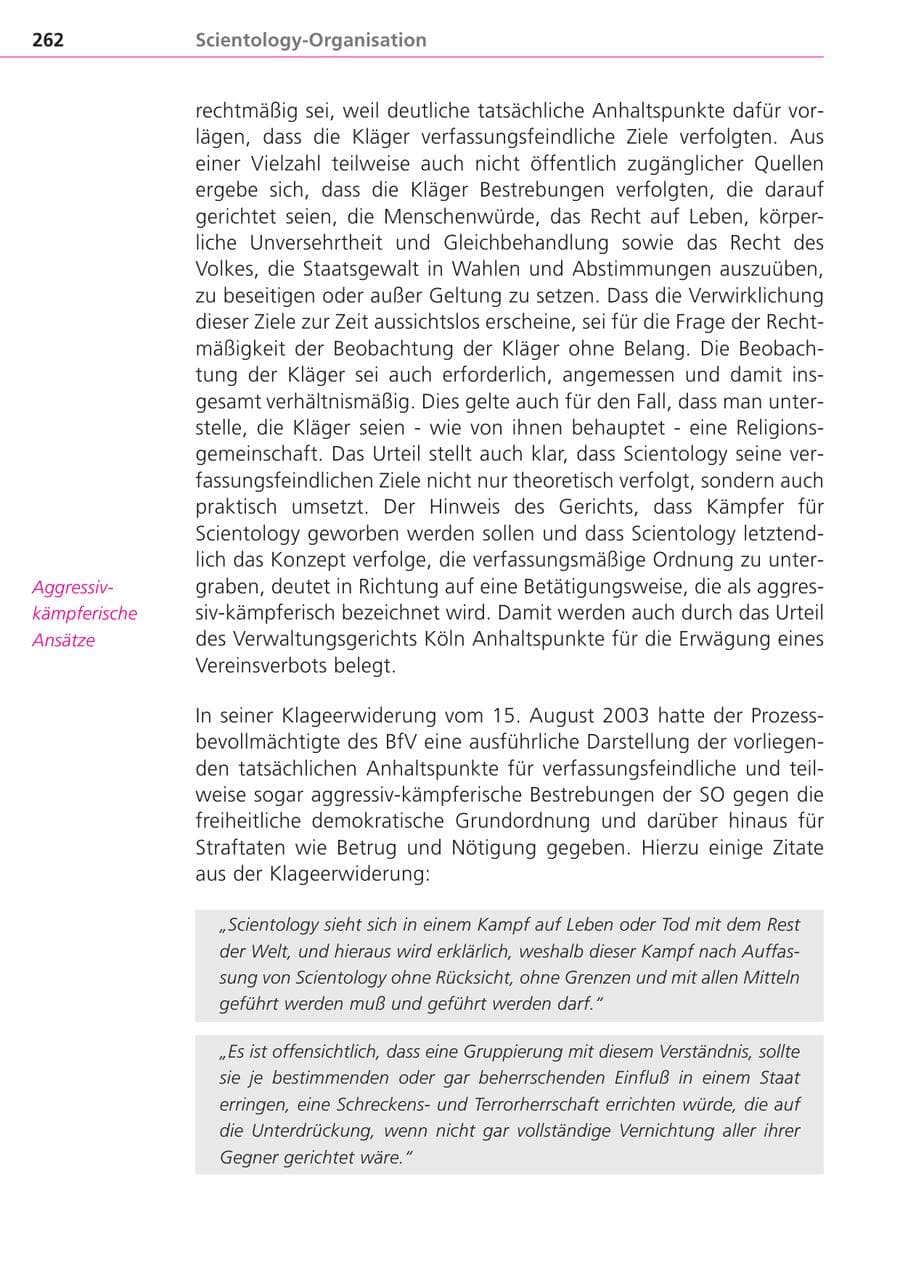Seite 262 des Verfassungsschutzbericht 2004 Bayern