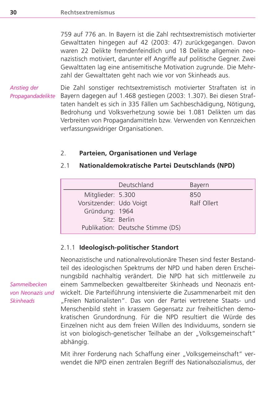 Seite 30 des Verfassungsschutzbericht 2004 Bayern