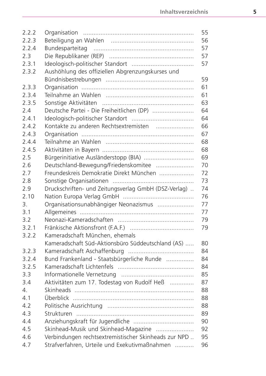 Seite 5 des Verfassungsschutzbericht 2004 Bayern