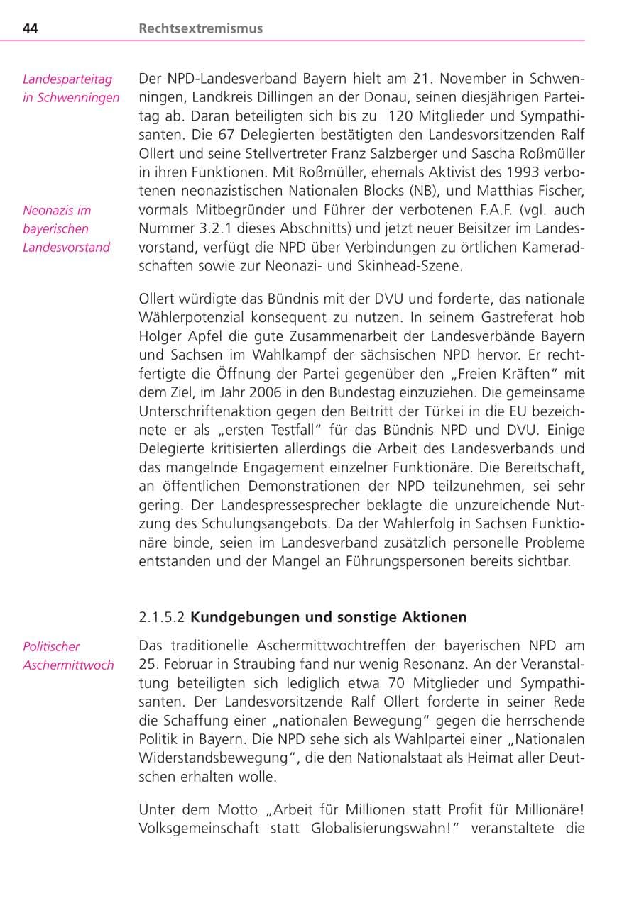 Seite 44 des Verfassungsschutzbericht 2004 Bayern