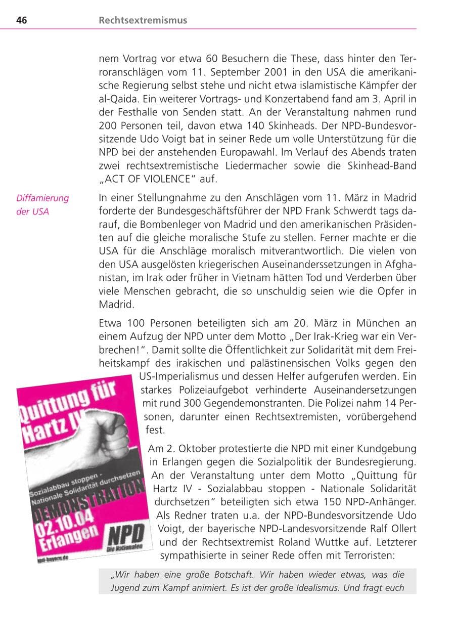 Seite 46 des Verfassungsschutzbericht 2004 Bayern
