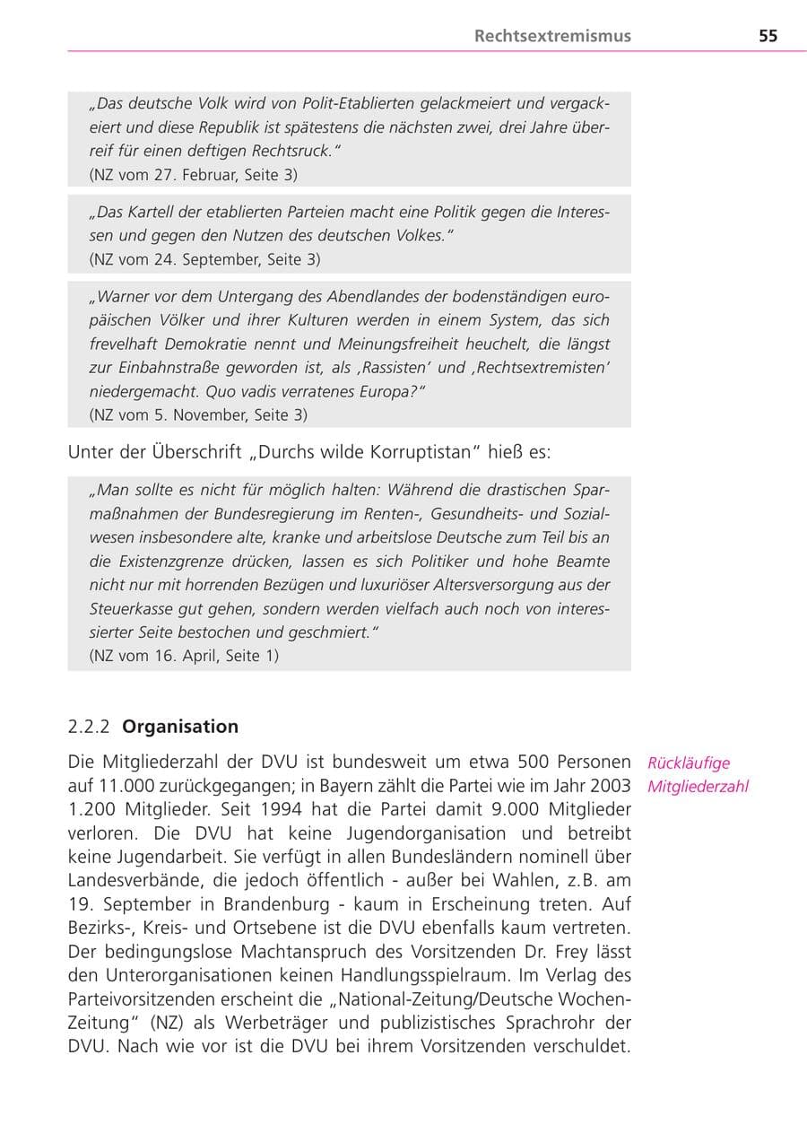 Seite 55 des Verfassungsschutzbericht 2004 Bayern