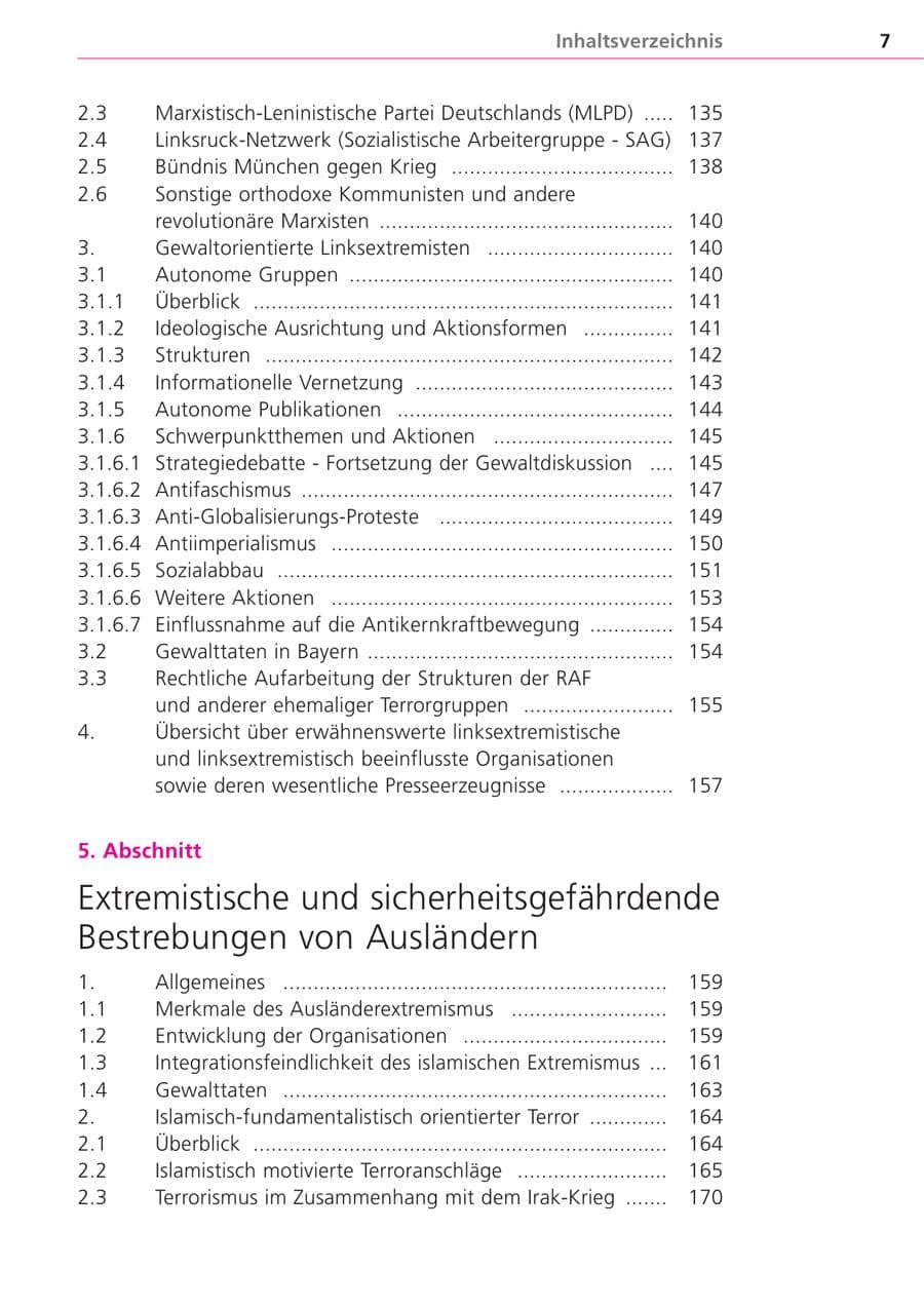 Seite 7 des Verfassungsschutzbericht 2004 Bayern