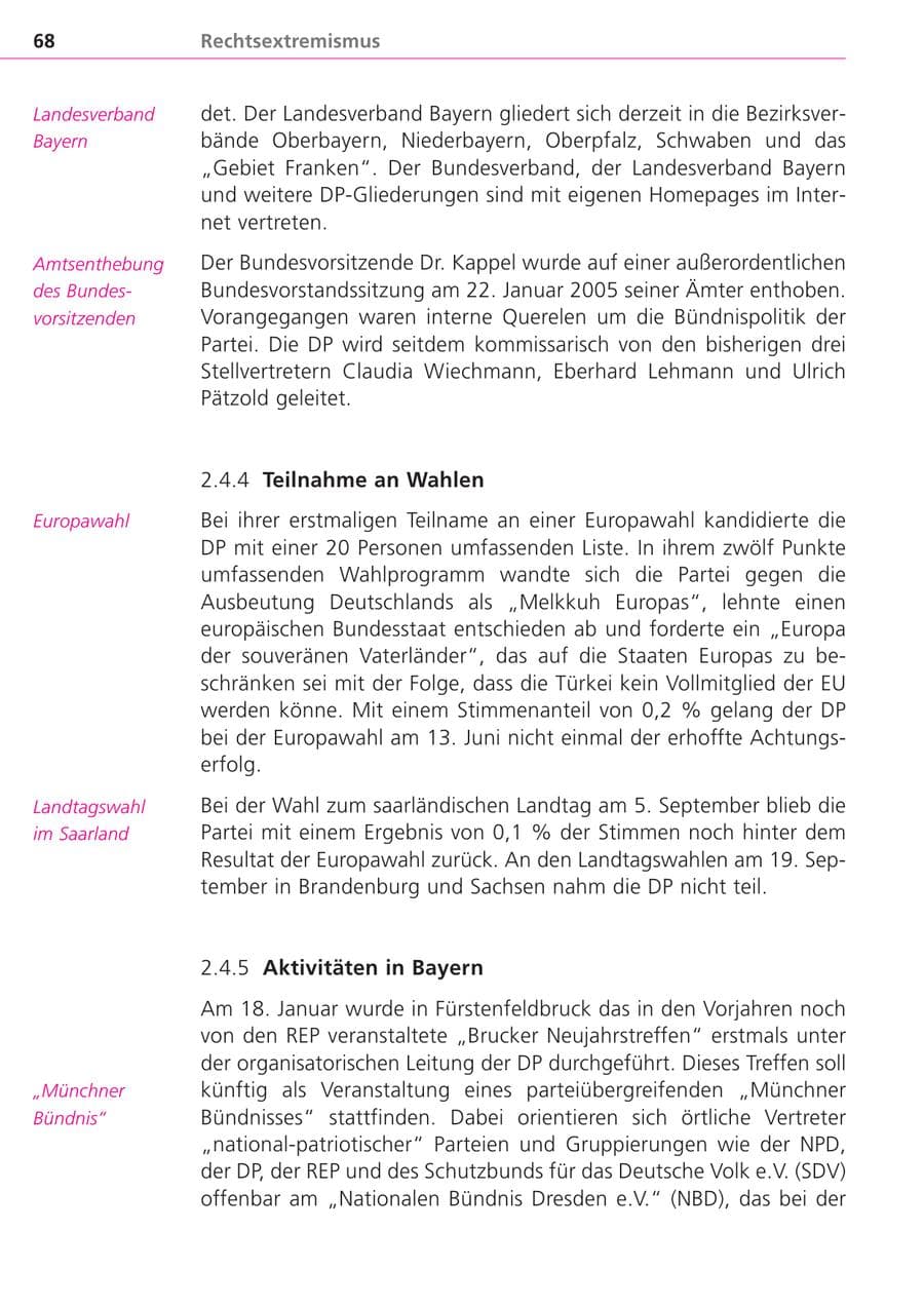 Seite 68 des Verfassungsschutzbericht 2004 Bayern