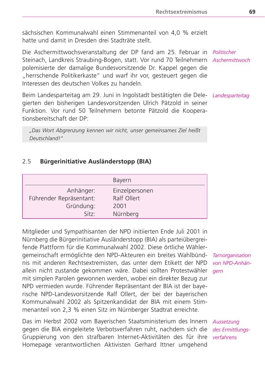 Seite 69 des Verfassungsschutzbericht 2004 Bayern