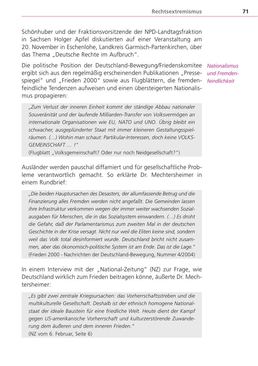 Seite 71 des Verfassungsschutzbericht 2004 Bayern