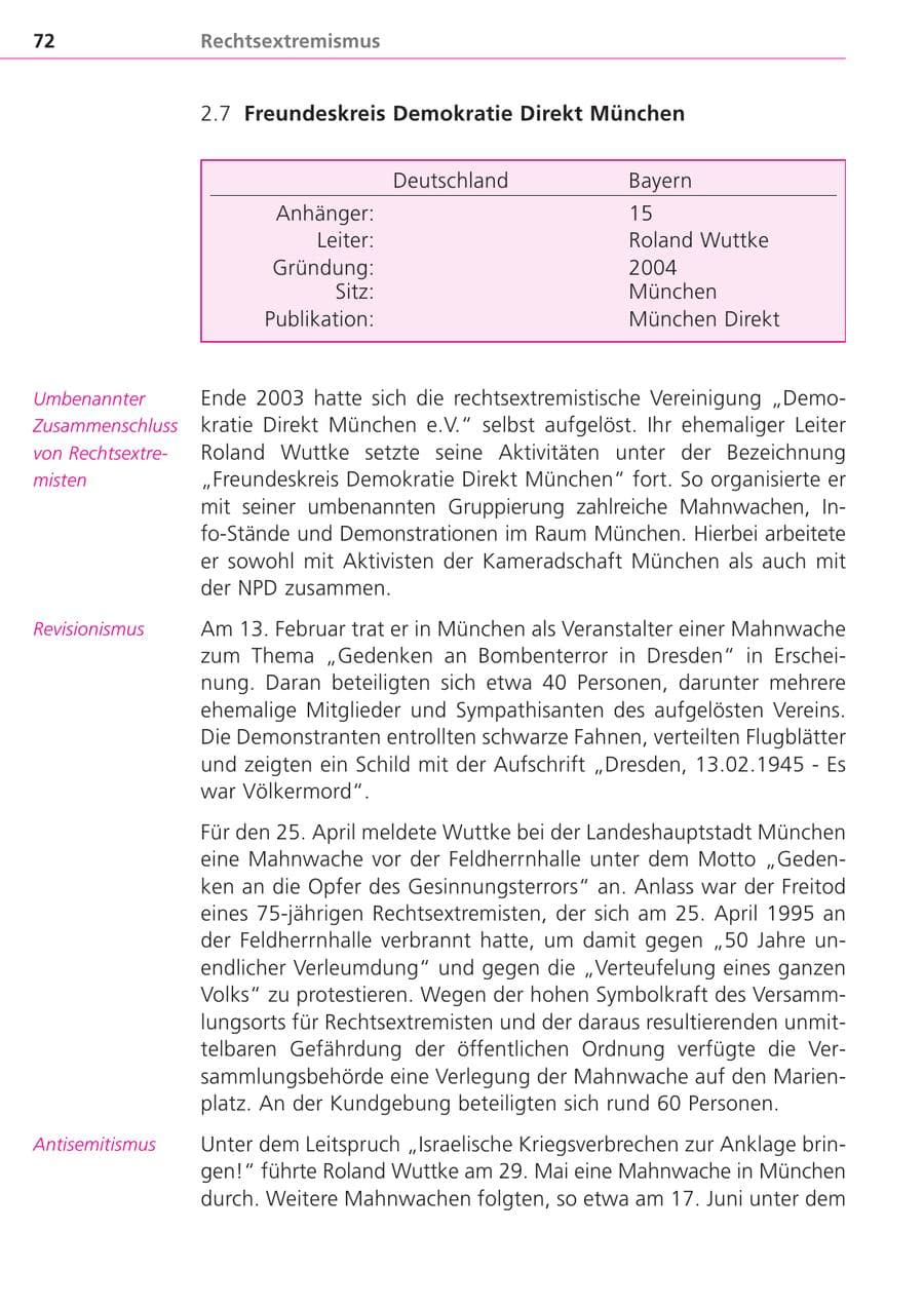 Seite 72 des Verfassungsschutzbericht 2004 Bayern