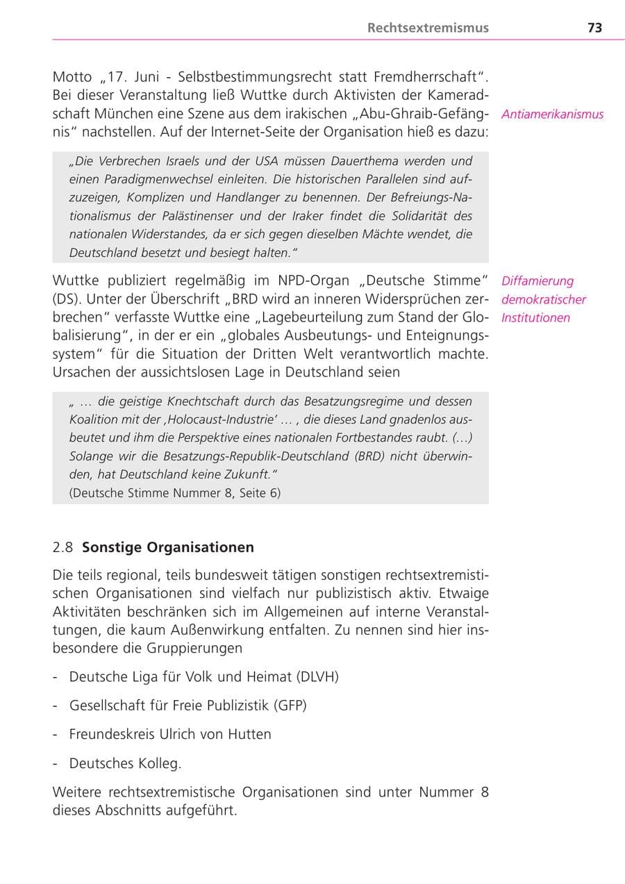 Seite 73 des Verfassungsschutzbericht 2004 Bayern