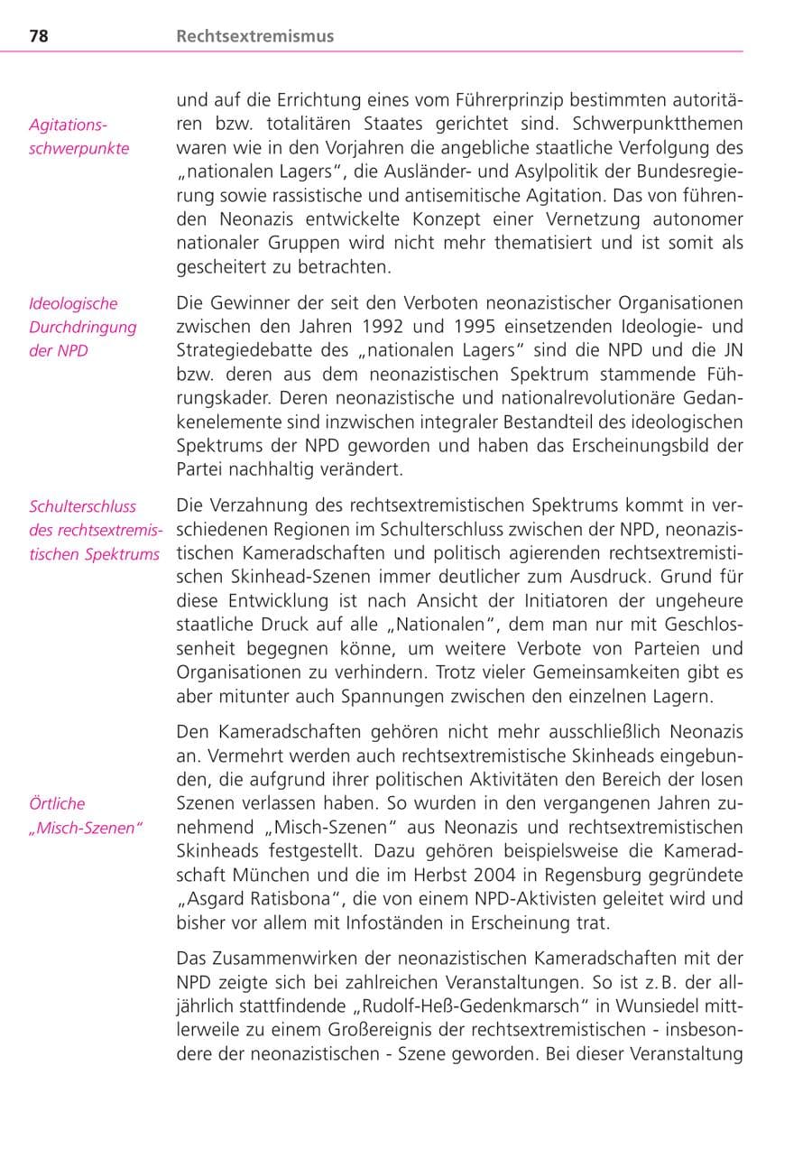 Seite 78 des Verfassungsschutzbericht 2004 Bayern