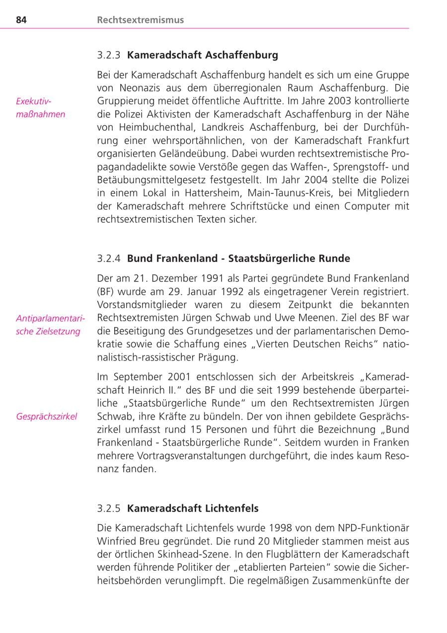 Seite 84 des Verfassungsschutzbericht 2004 Bayern