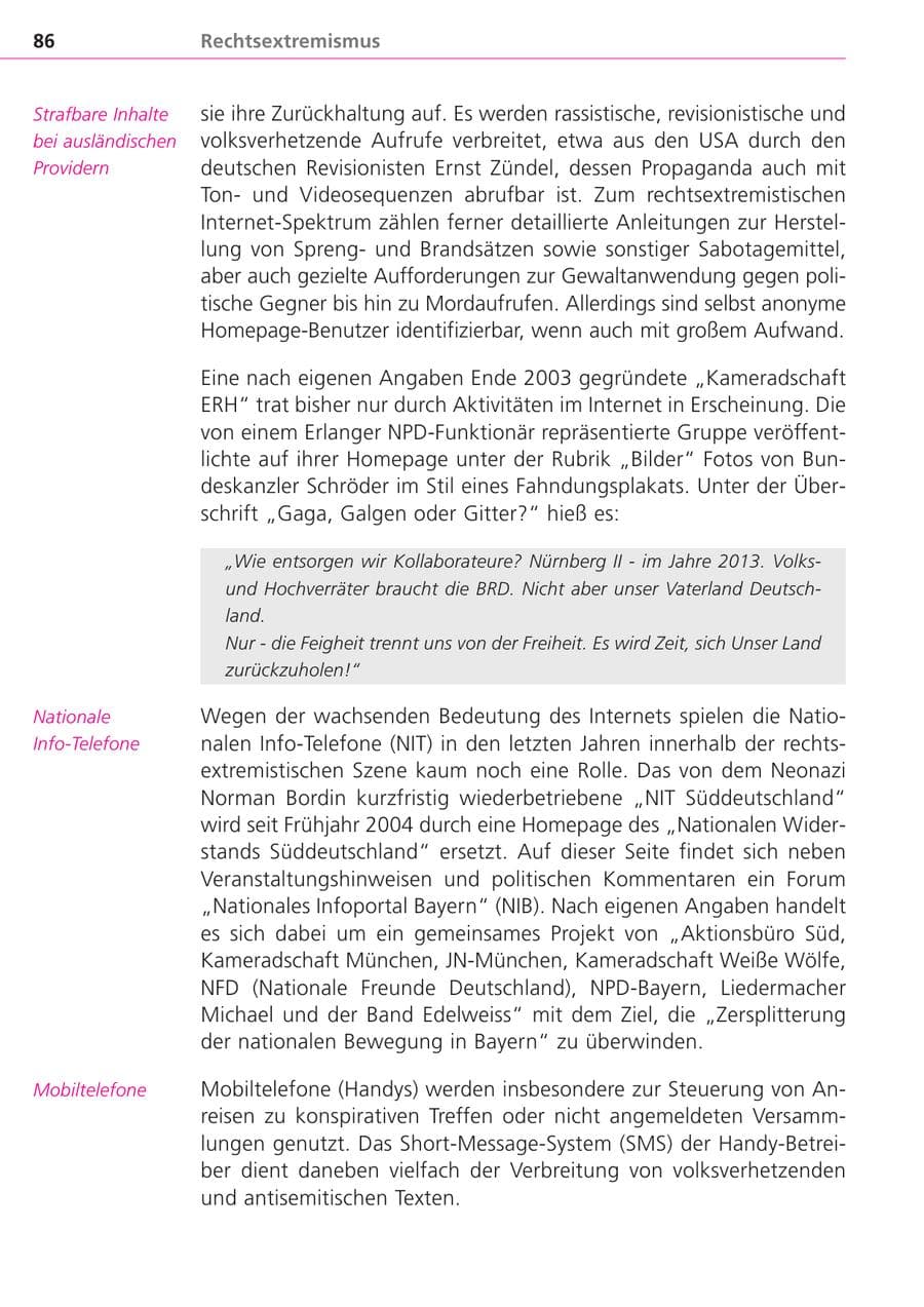 Seite 86 des Verfassungsschutzbericht 2004 Bayern
