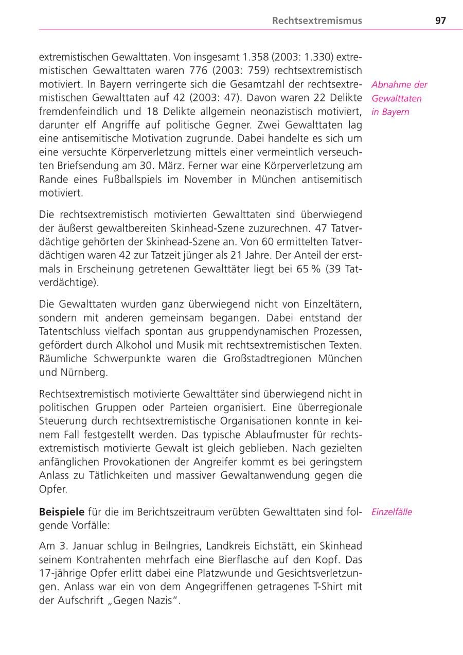 Seite 97 des Verfassungsschutzbericht 2004 Bayern