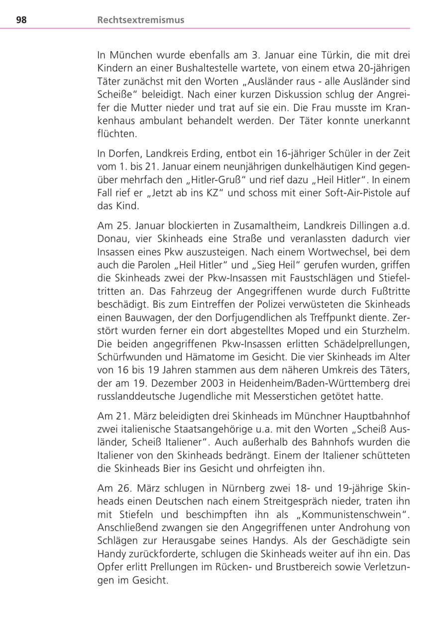 Seite 98 des Verfassungsschutzbericht 2004 Bayern