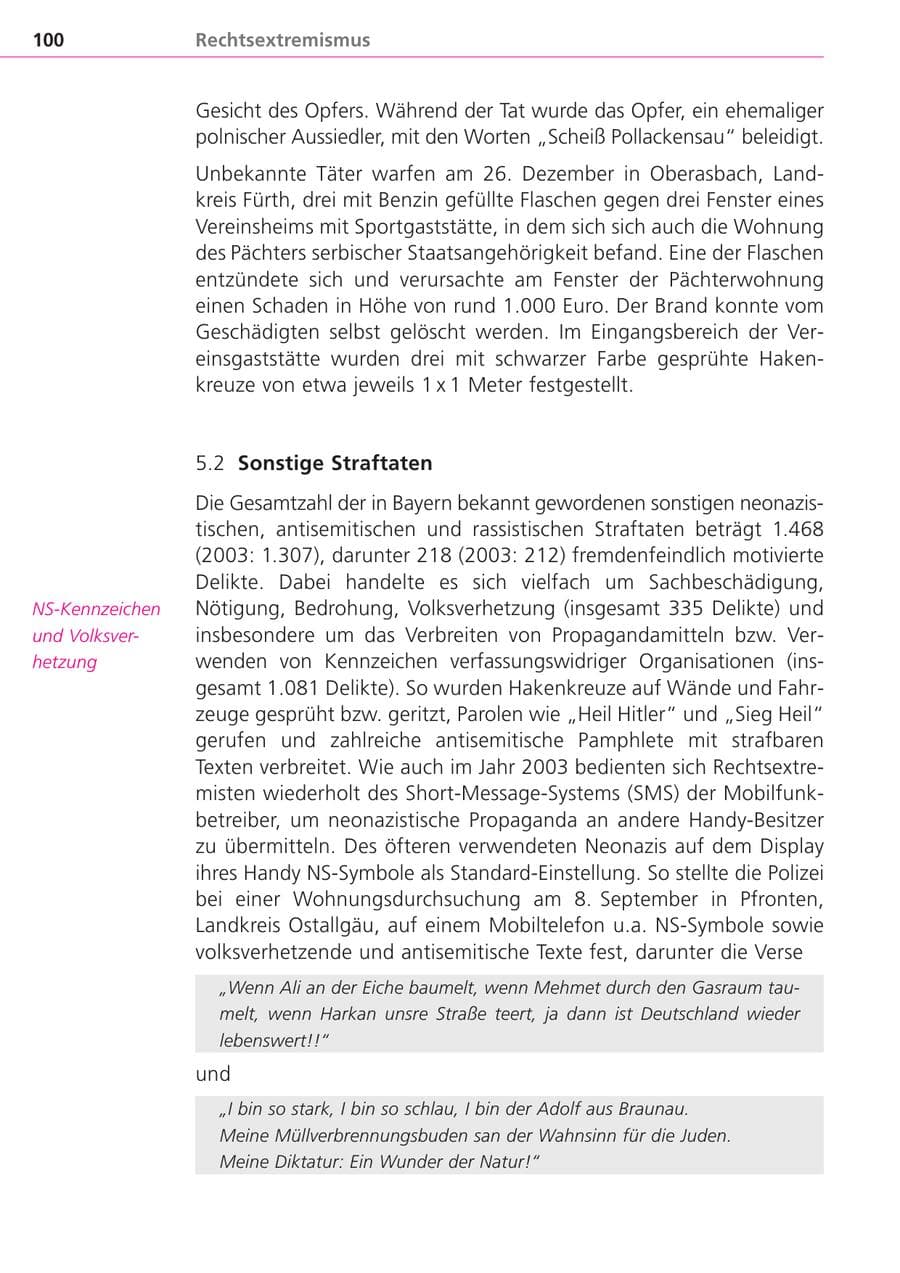 Seite 100 des Verfassungsschutzbericht 2004 Bayern