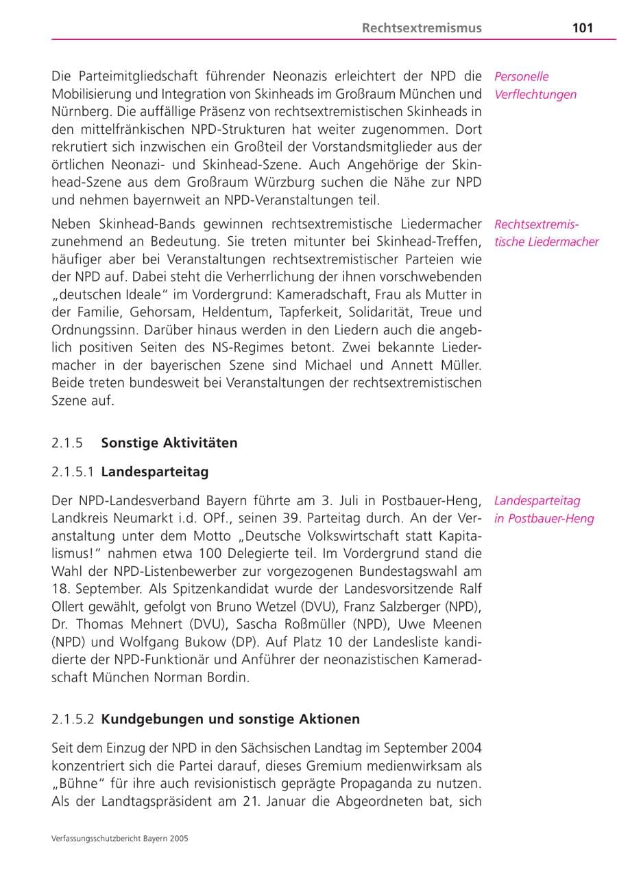 Seite 101 des Verfassungsschutzbericht 2005 Bayern