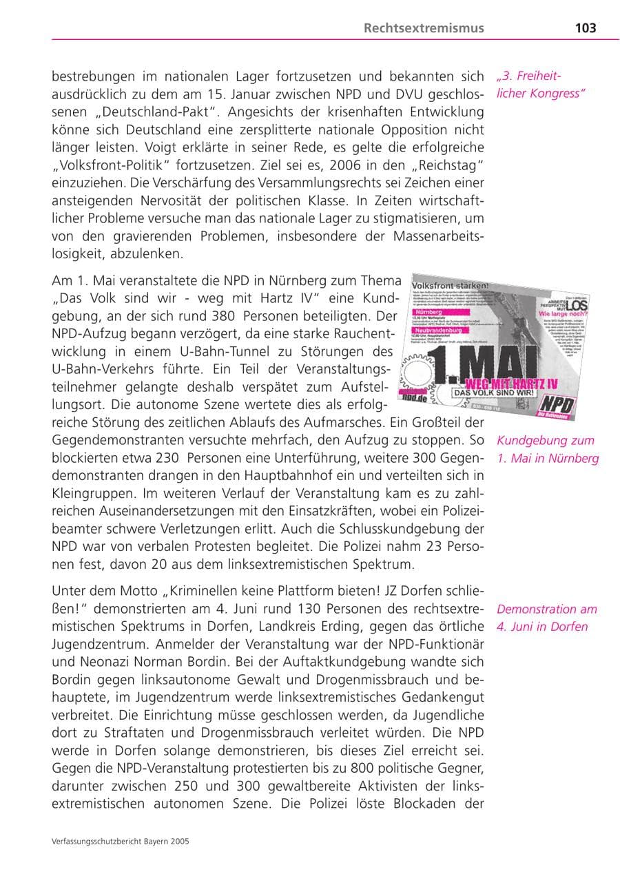 Seite 103 des Verfassungsschutzbericht 2005 Bayern