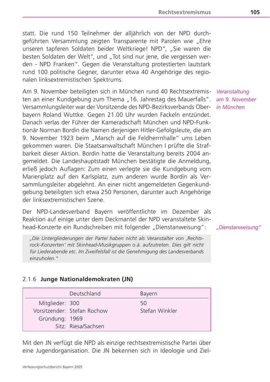 Seite 105 des Verfassungsschutzbericht 2005 Bayern
