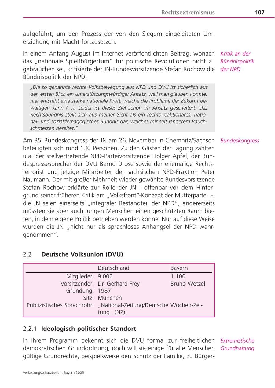 Seite 107 des Verfassungsschutzbericht 2005 Bayern