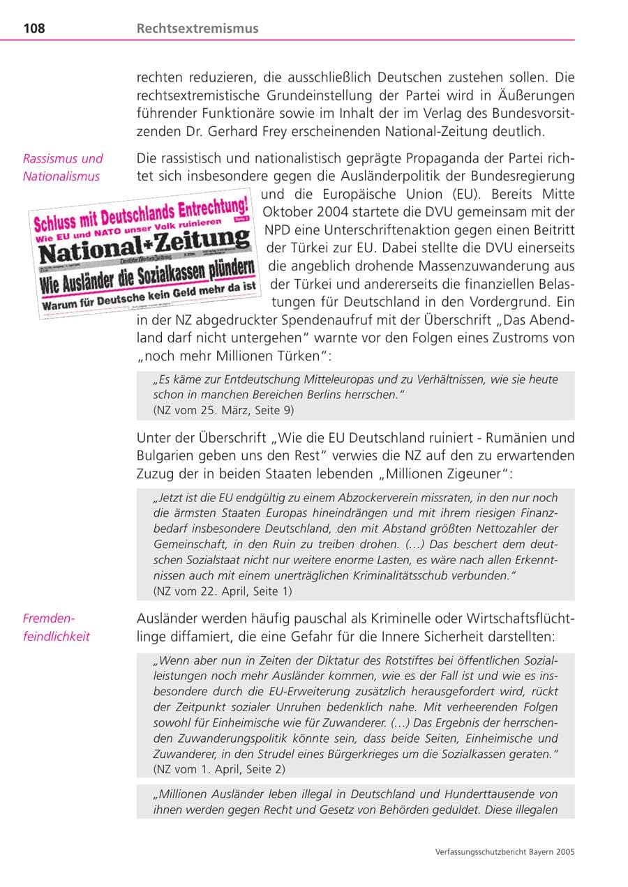 Seite 108 des Verfassungsschutzbericht 2005 Bayern