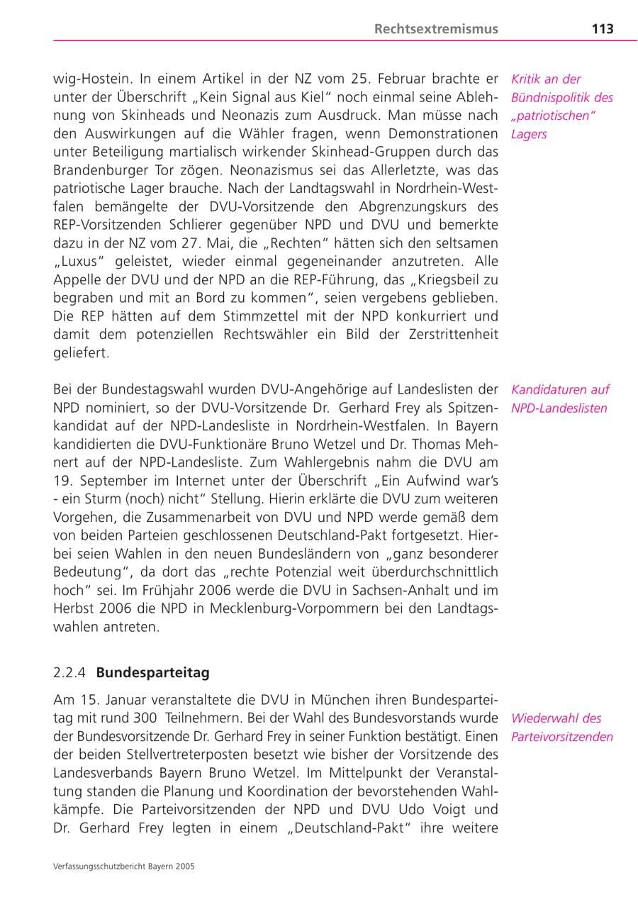 Seite 113 des Verfassungsschutzbericht 2005 Bayern
