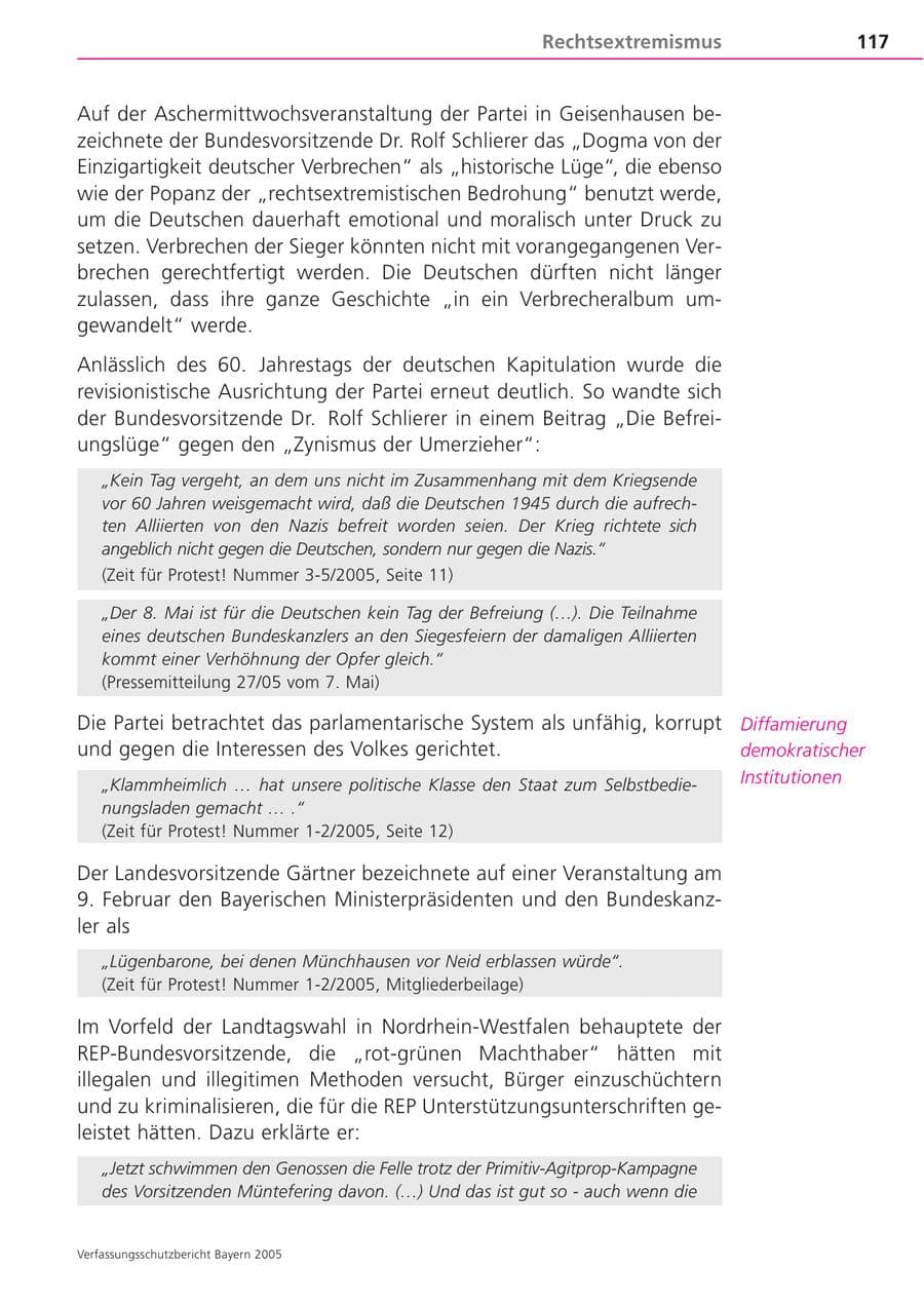 Seite 117 des Verfassungsschutzbericht 2005 Bayern