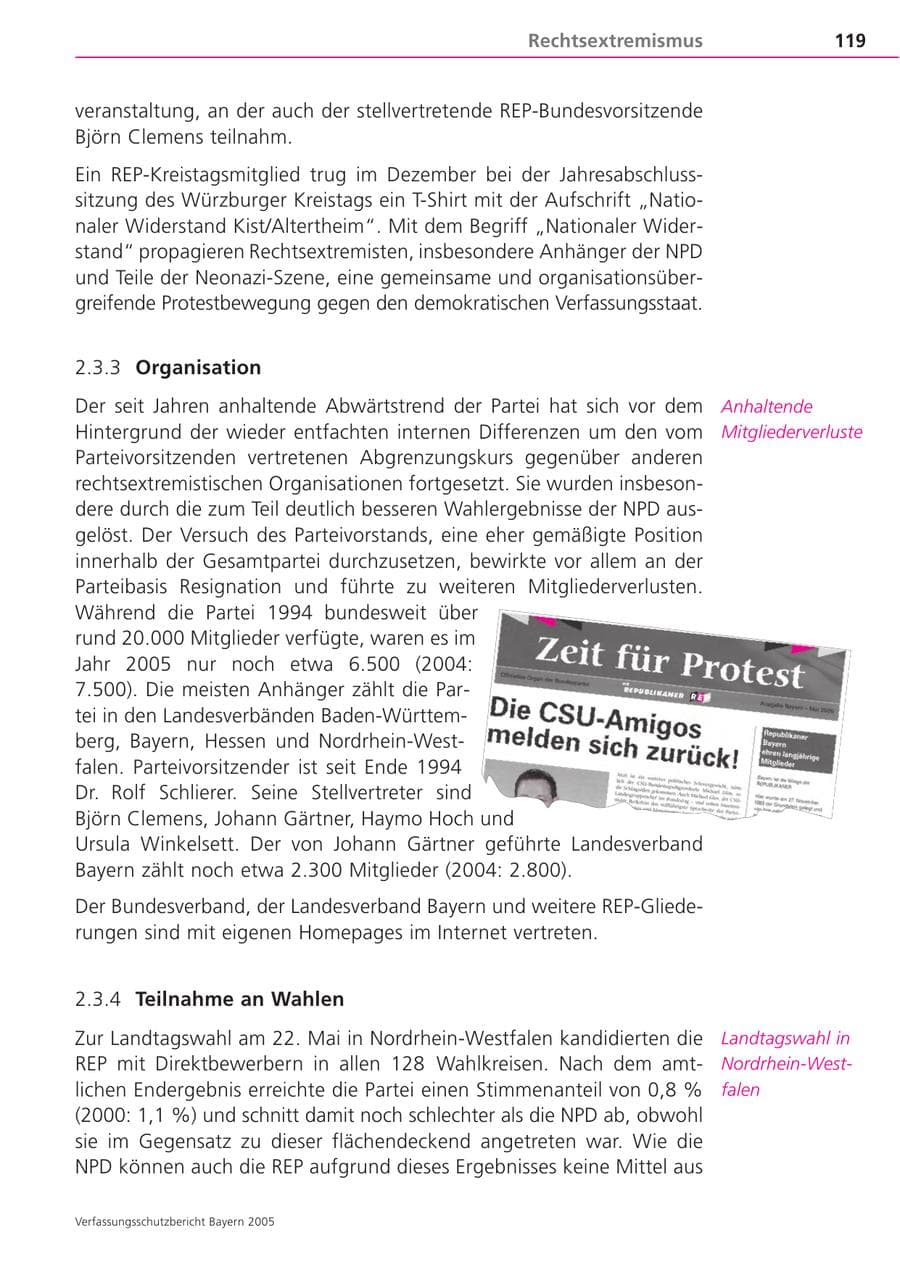 Seite 119 des Verfassungsschutzbericht 2005 Bayern