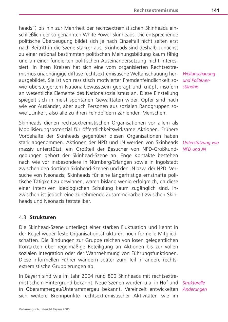 Seite 141 des Verfassungsschutzbericht 2005 Bayern