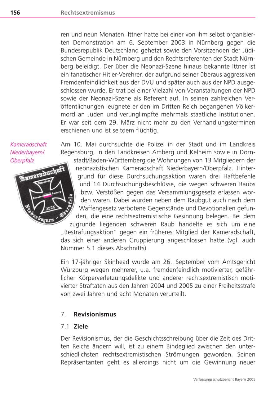 Seite 156 des Verfassungsschutzbericht 2005 Bayern