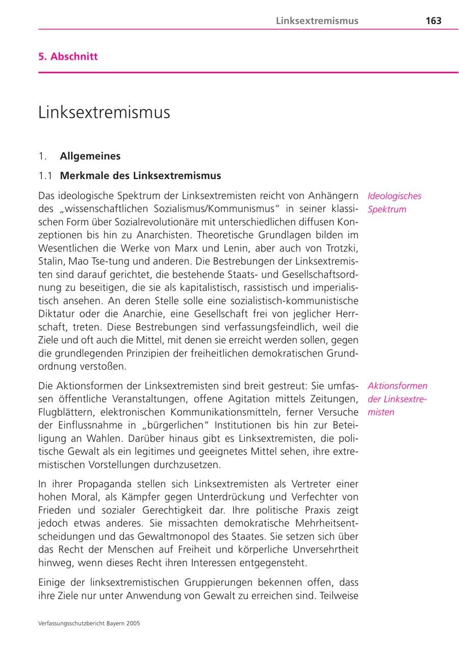 Seite 163 des Verfassungsschutzbericht 2005 Bayern