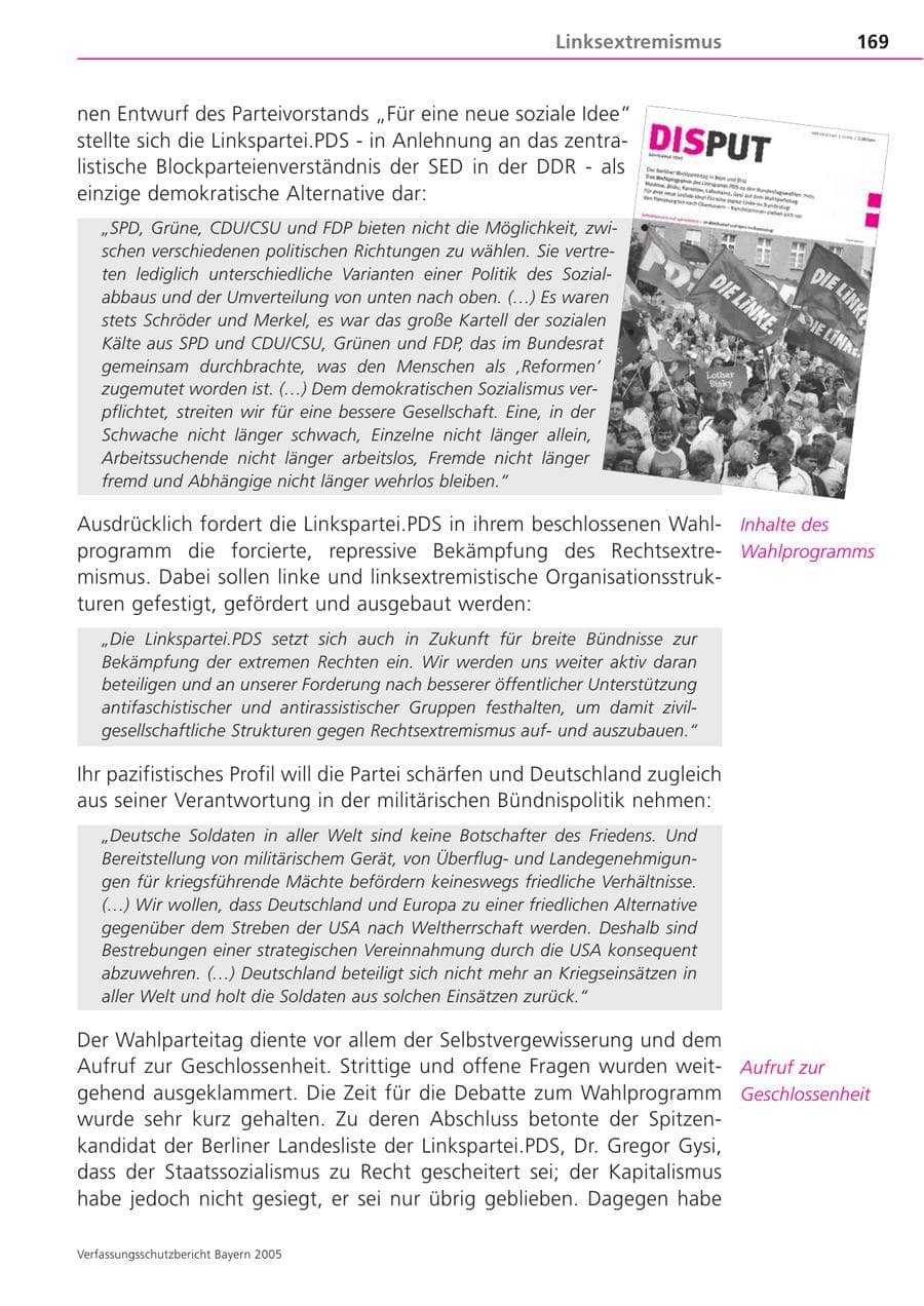 Seite 169 des Verfassungsschutzbericht 2005 Bayern