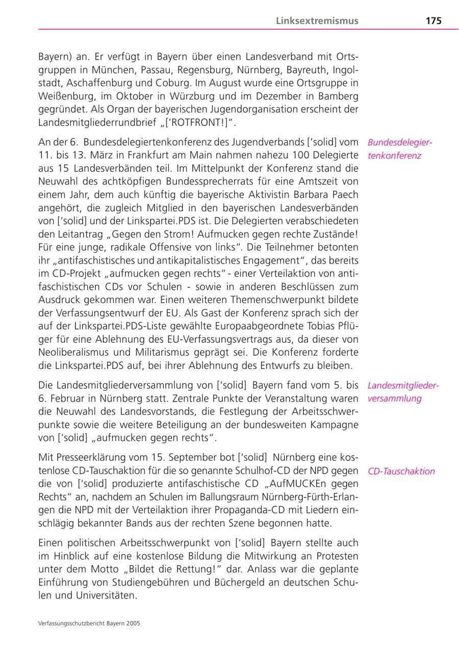 Seite 175 des Verfassungsschutzbericht 2005 Bayern