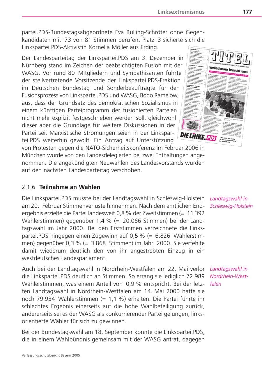 Seite 177 des Verfassungsschutzbericht 2005 Bayern