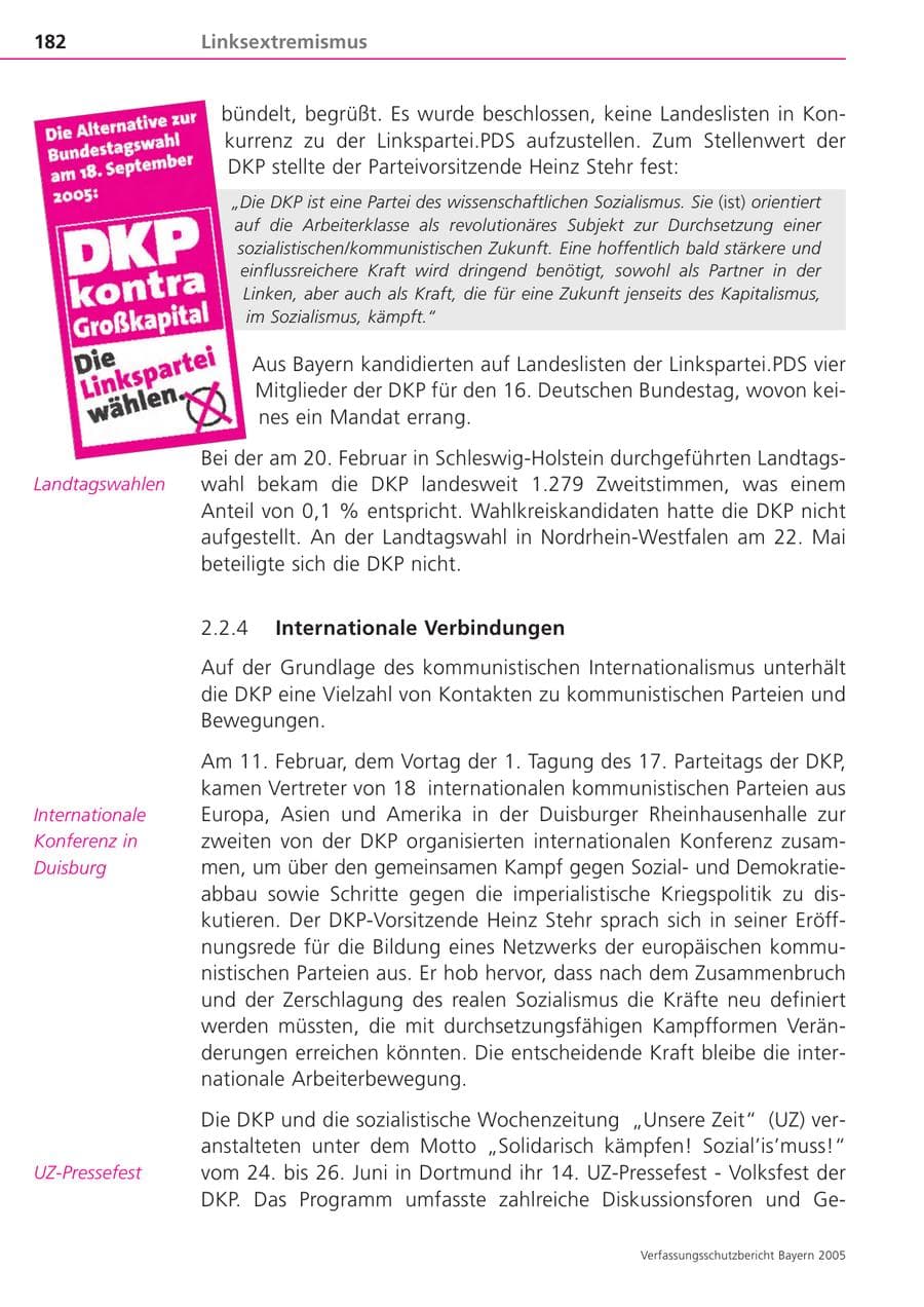 Seite 182 des Verfassungsschutzbericht 2005 Bayern
