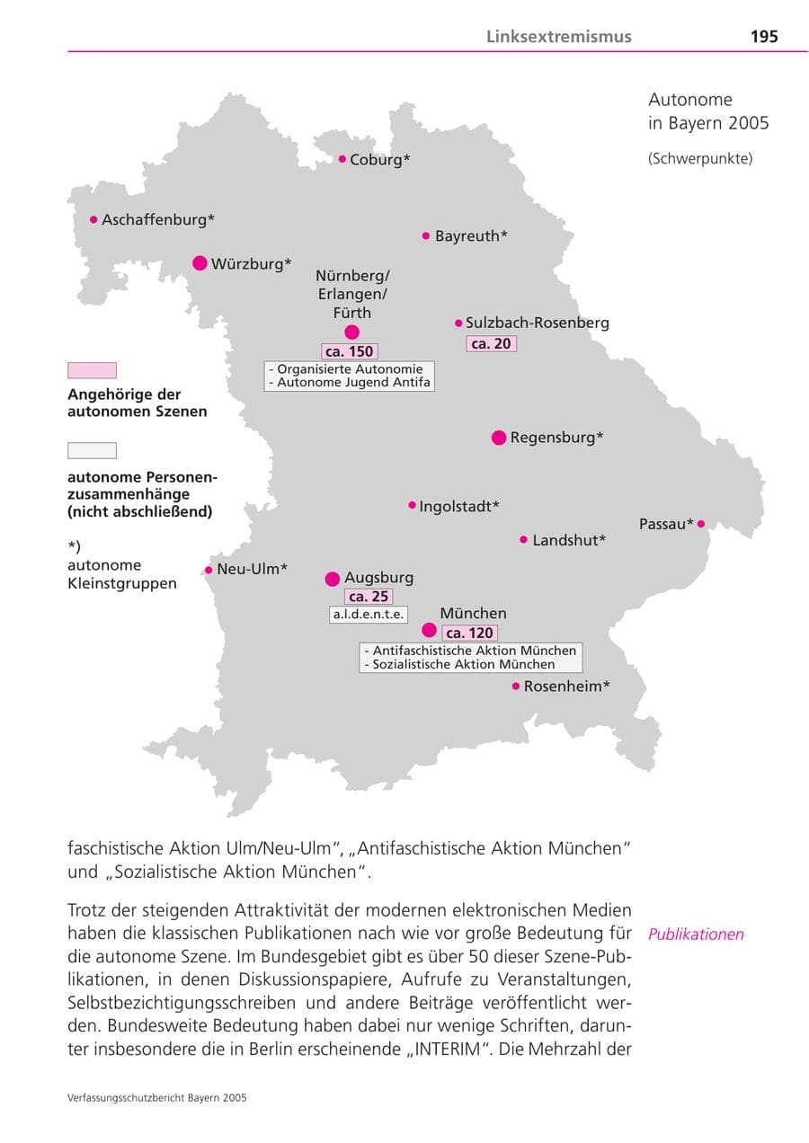 Seite 195 des Verfassungsschutzbericht 2005 Bayern