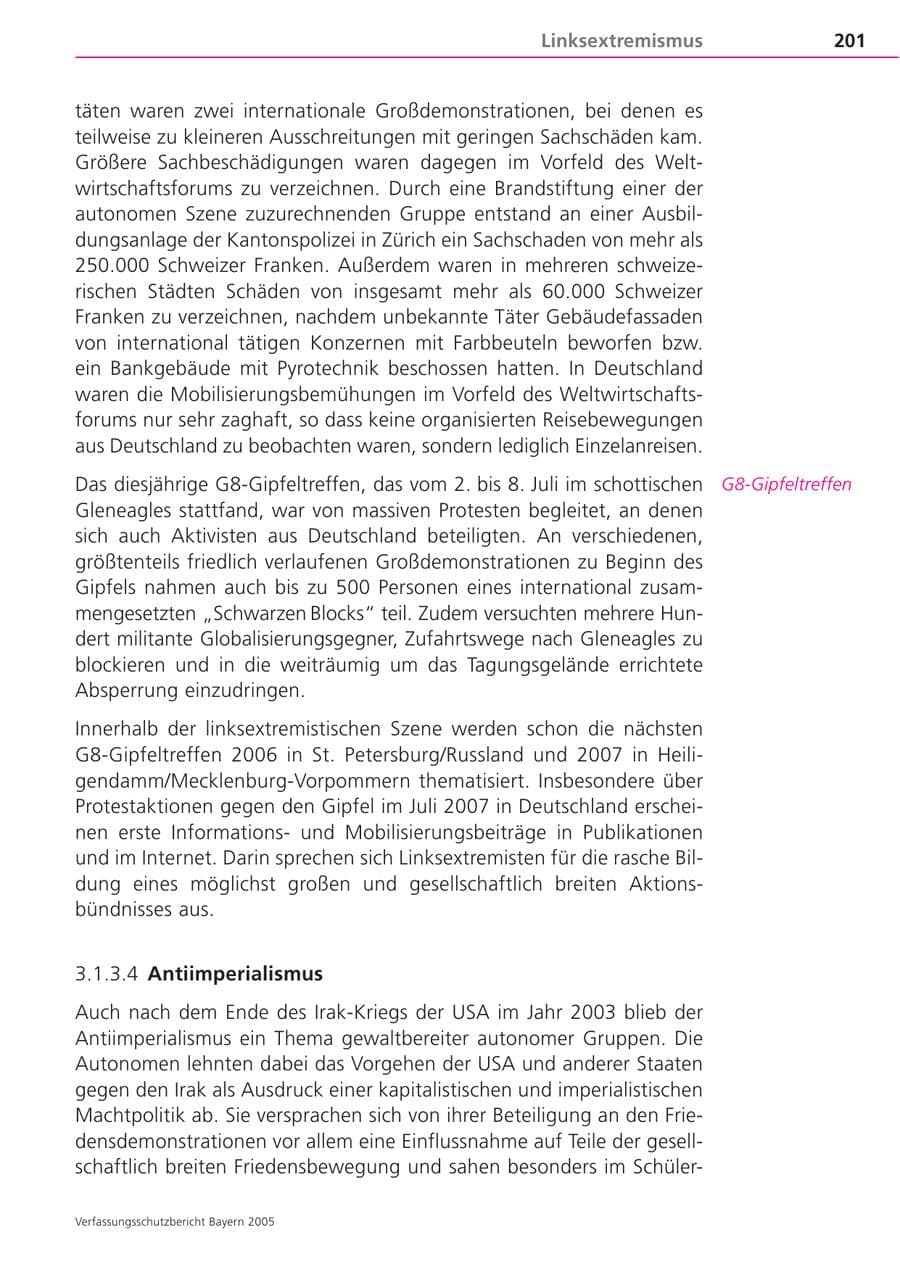 Seite 201 des Verfassungsschutzbericht 2005 Bayern