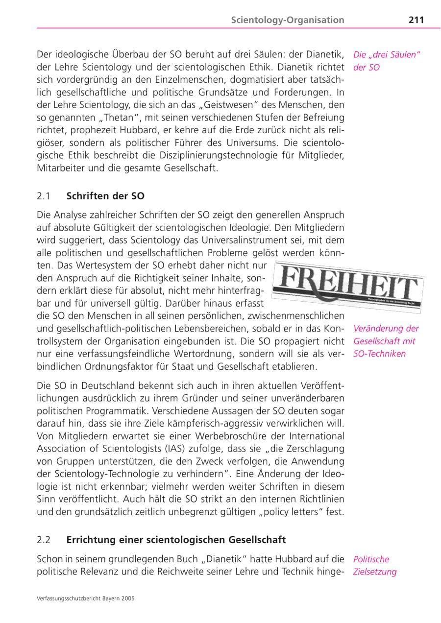 Seite 211 des Verfassungsschutzbericht 2005 Bayern