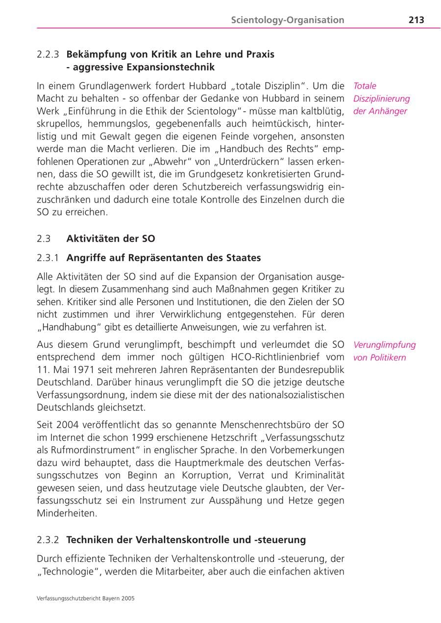 Seite 213 des Verfassungsschutzbericht 2005 Bayern