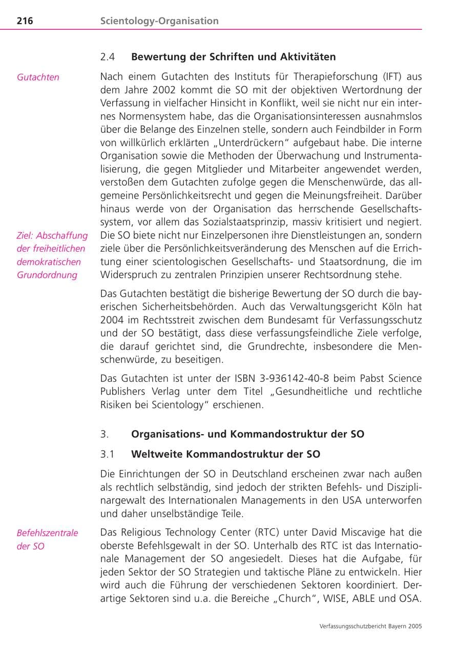 Seite 216 des Verfassungsschutzbericht 2005 Bayern